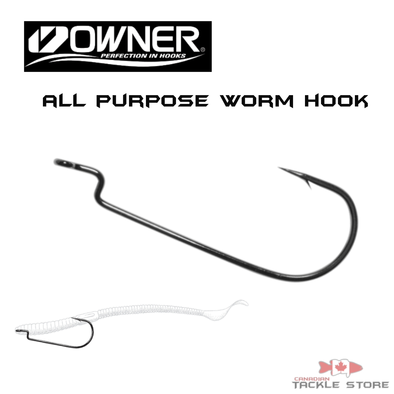 Owner Offset Shank Worm Hook - 2/0
