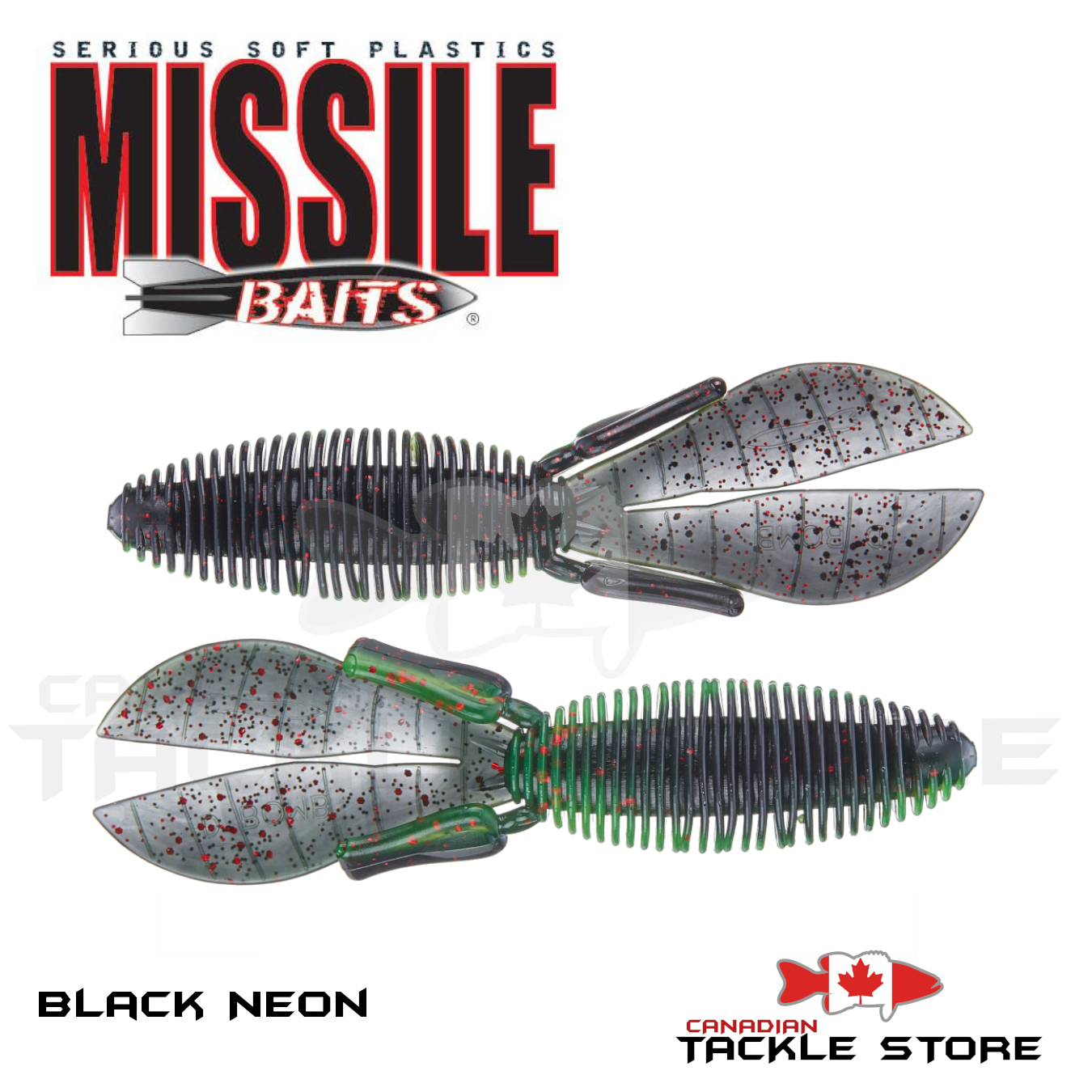 Missile Baits Baby D Bomb, Black Red Flake, Soft Plastic Lures
