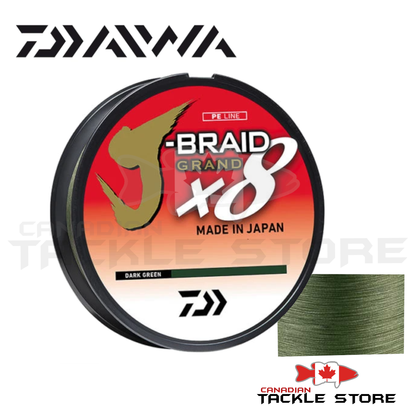 Daiwa J-BRAID X8 Grand Braided Line Dark Green 150yd