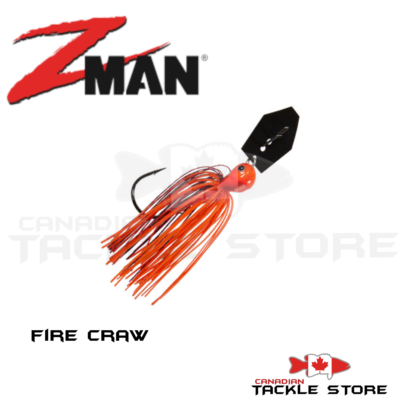 Z-Man Chatterbait Jack Hammer 1/2oz Fire Craw Orange Blade